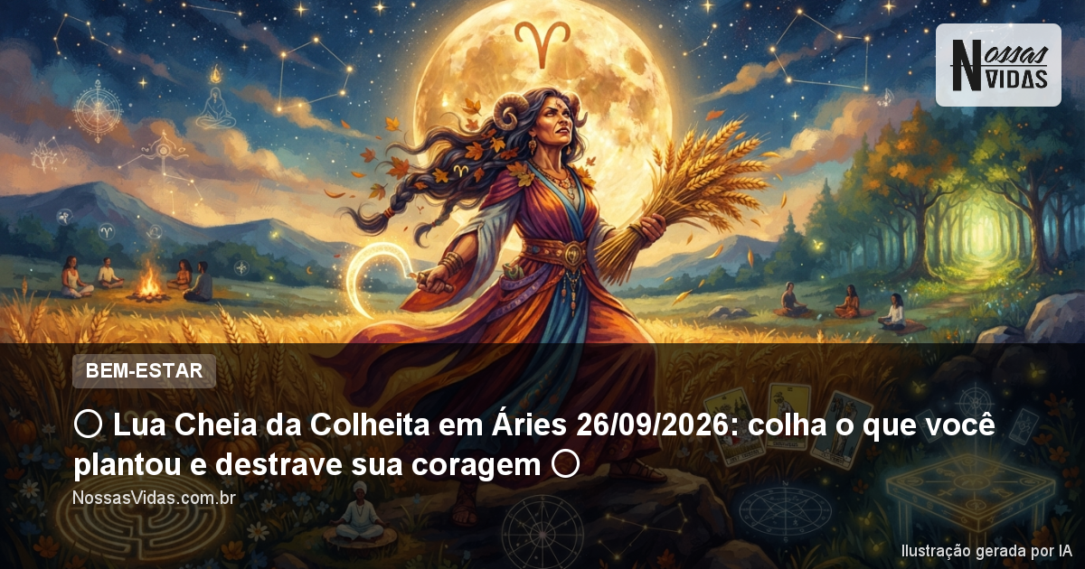 🌕 Lua Cheia da Colheita em Áries 26/09/2026: colha o que você plantou e destrave sua coragem 🌕